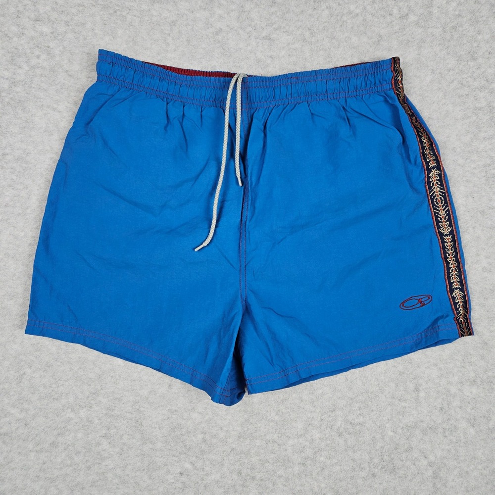 Vintage OP Ocean Pacific (Men's Small) Blue Swim Lined Trunks Board Shorts Surf
